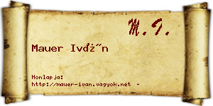 Mauer Iván névjegykártya